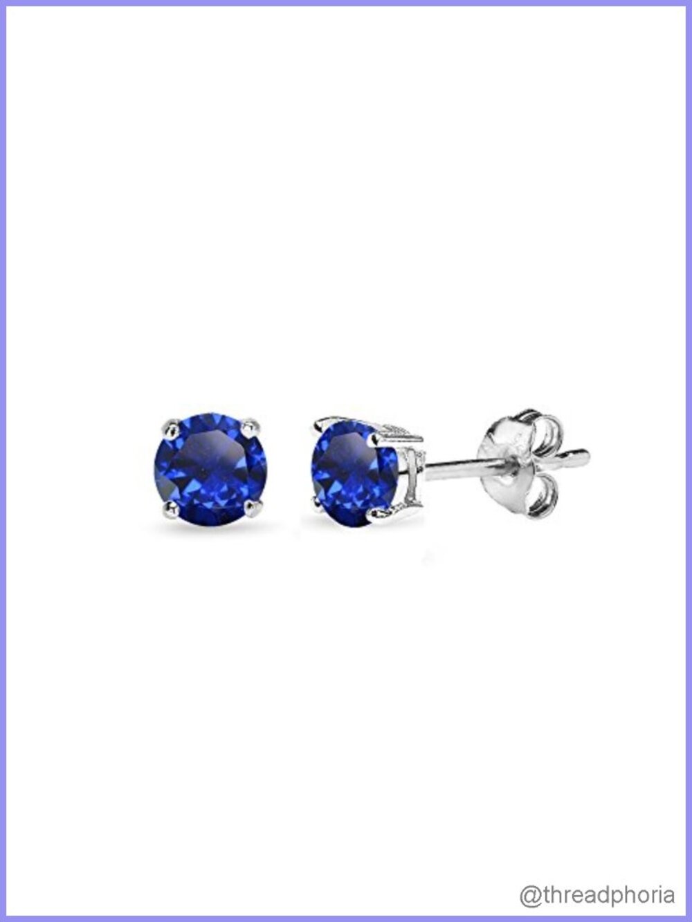 Sterling Silver Created Blue Sapphire Stud Earrings Round Cut 4mm